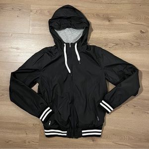 Men’s black and white varsity jersey jacket